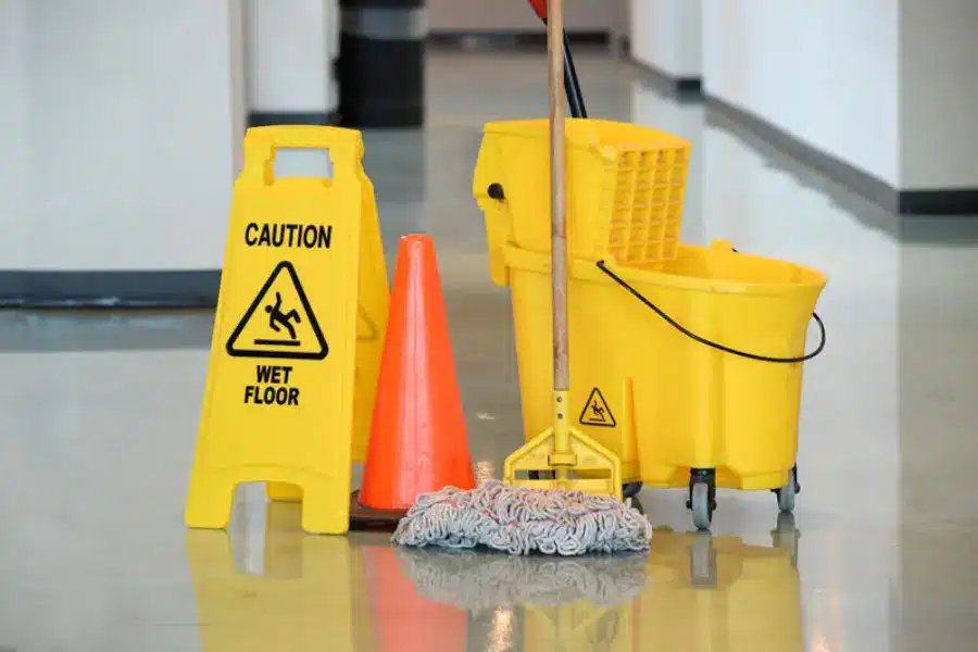 Mop and bucket from a roof leak