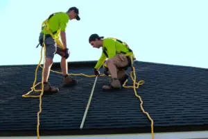 Two men working on roof