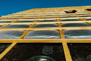 A roof being constructed.